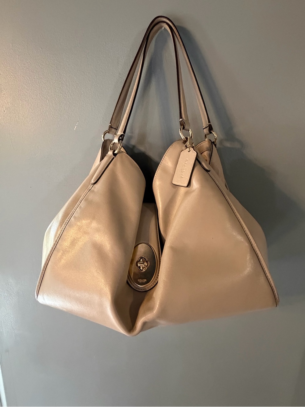 Coach Leather Madison Carlyle Shoulder Bag in Taupe